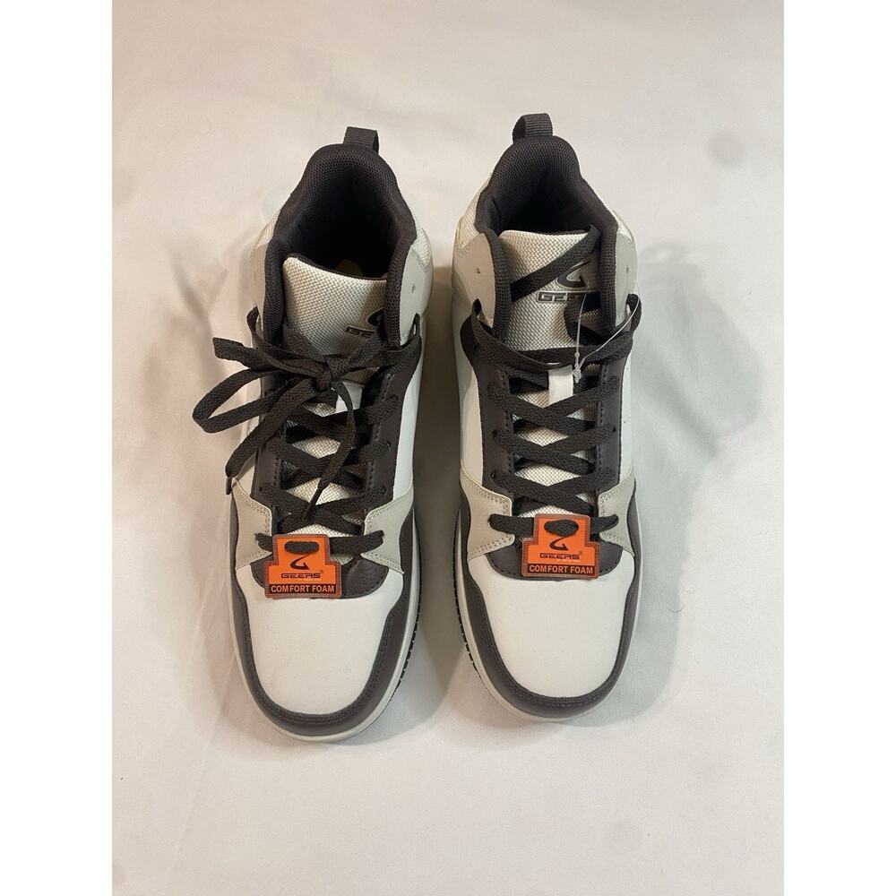GEERS Dream Seek Mens Mid Top Sneakers Size 9 White Brown Grey Streetwear Skater